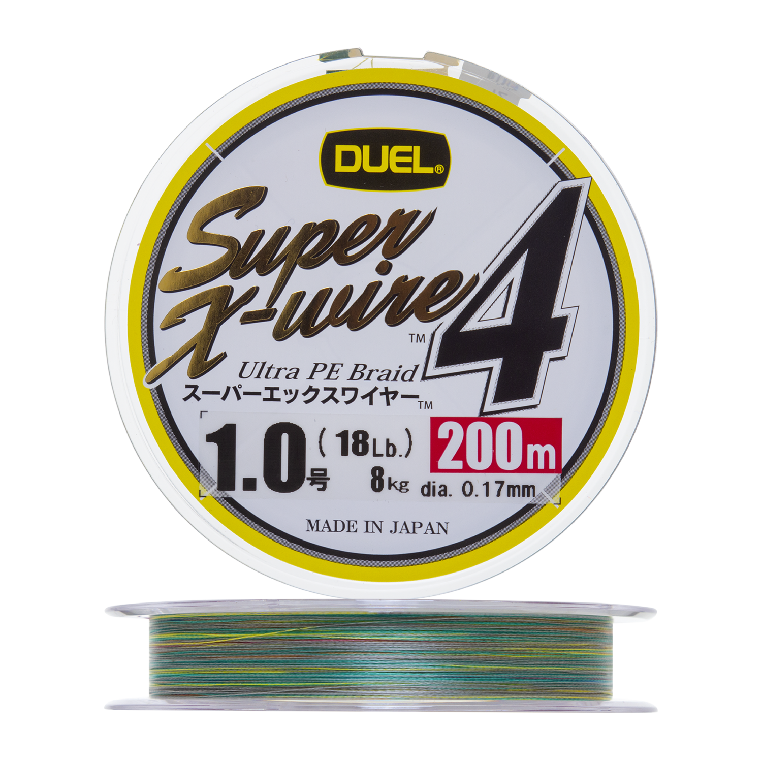 Шнур плетеный Duel PE Super X-Wire 4 #1,0 0,17мм 200м (5color-yellow marking)