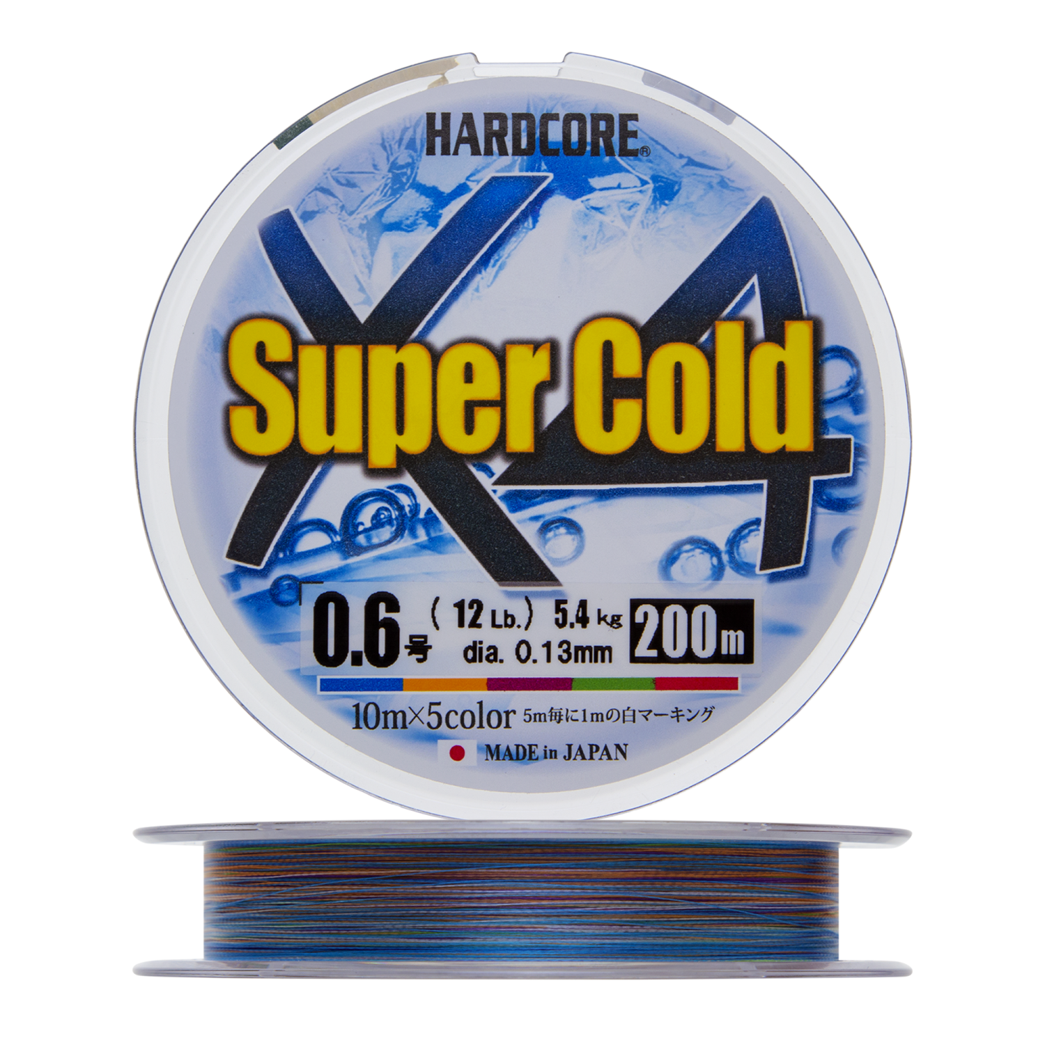 Шнур плетеный Duel Hardcore Super Cold X4 #0,6 0,128мм 200м (5color)