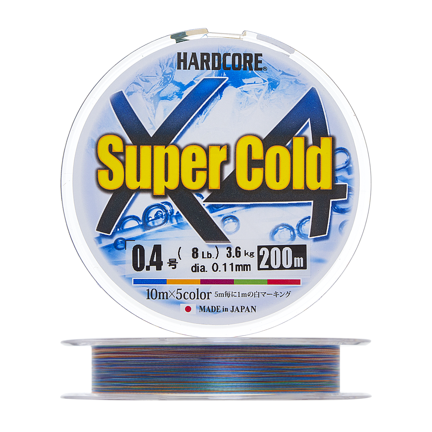 Шнур плетеный Duel Hardcore Super Cold X4 #0,4 0,108мм 200м (5color)