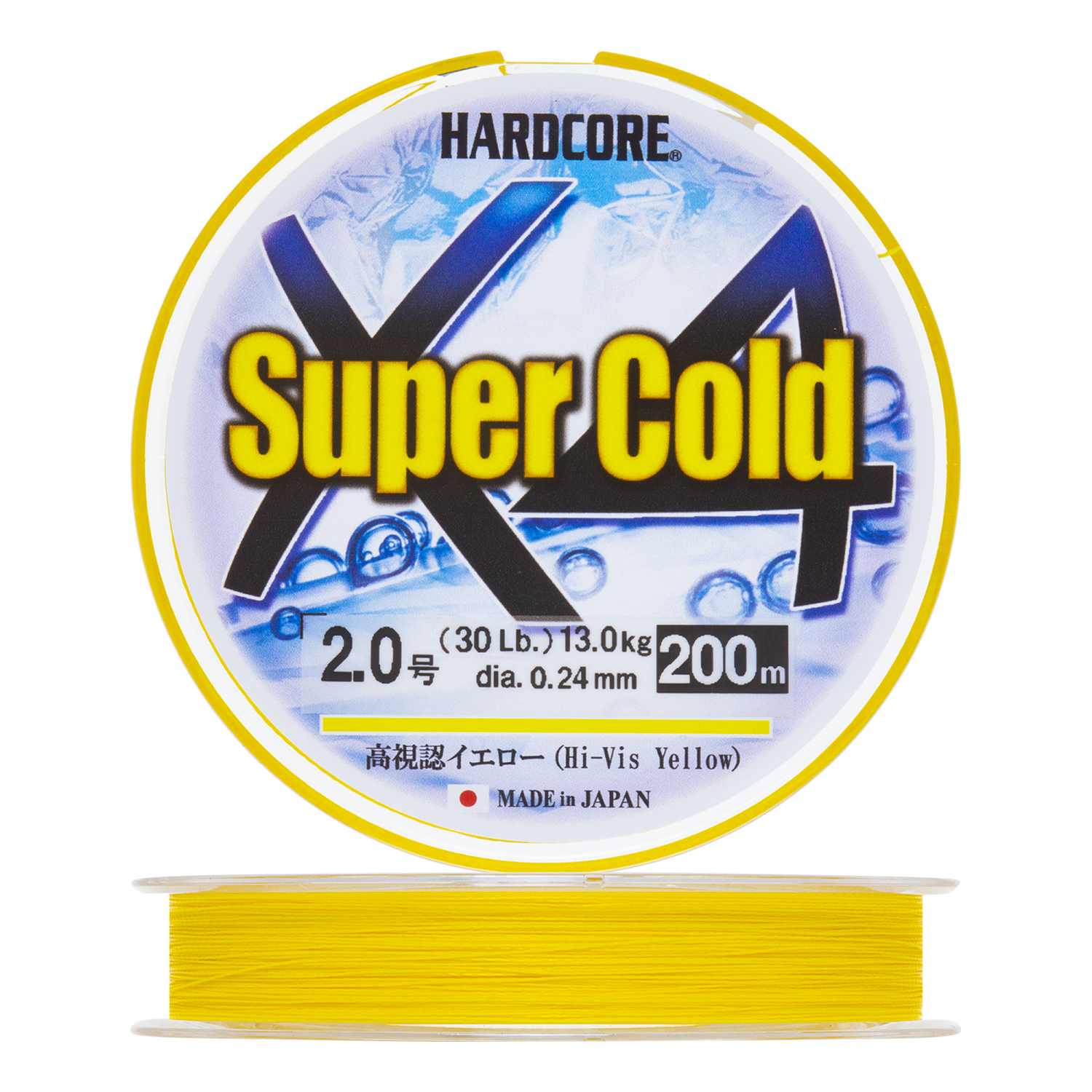 Шнур плетеный Duel Hardcore Super Cold X4 #2,0 0,24мм 200м (hi-vis yellow)